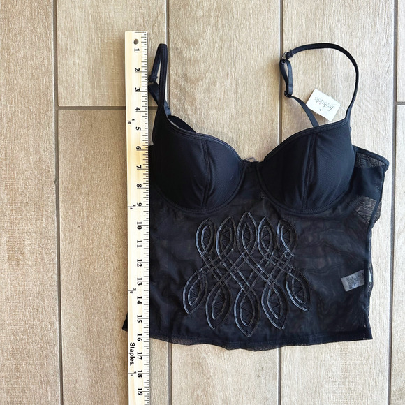 Fredericks Of Hollywood Corset Bra Top Medium Crop Mesh Embroidered Whimsygoth - Picture 7 of 7